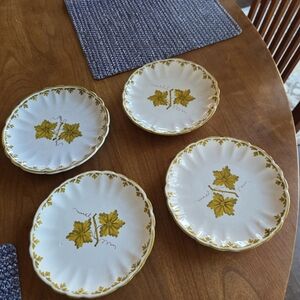 Mid Century Guido Gambone "Golden Leaves" Italian Pottery Plates